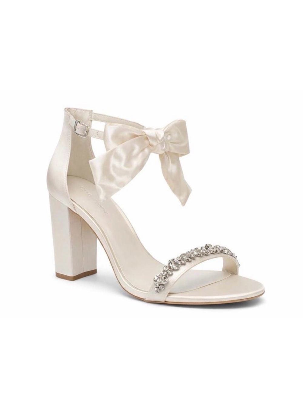 Oleg Cassini Melania Ivory Satin Bow Heels Size 7.5 NIB Bridal Shoes